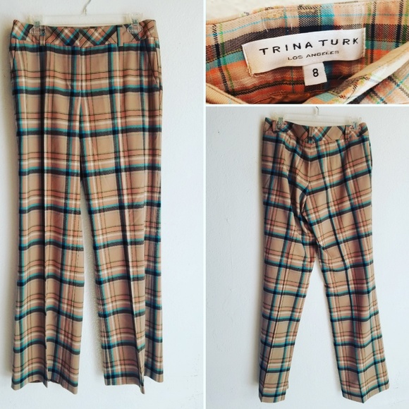 trina turk plaid pants